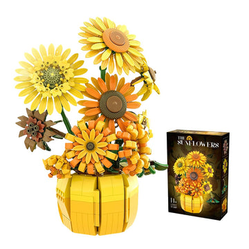 MRBM Sunflower Building Set with Vase, Van Gogh-Inspired Botanical Flower Collection for Adults & Teens, Flower Garden Building Toys for Women