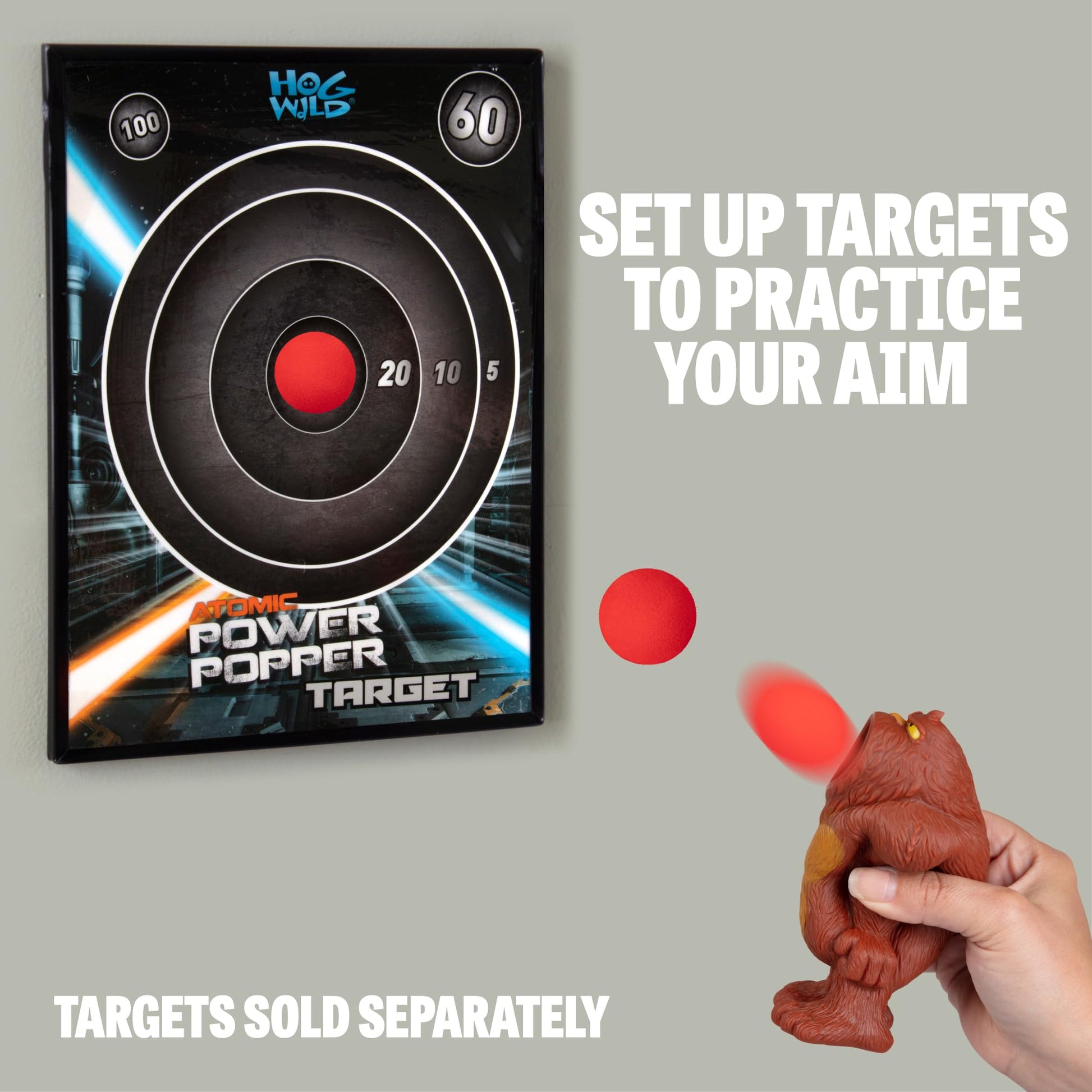 Hog Wild Bigfoot Ball Popper Toy - Holiday Stocking Stuffer Includes 4 Soft Foam Balls - Squeeze to Pop Air Powered Balls Up to 20 Feet -
