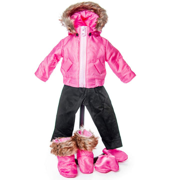 The Queen's Treasures 18 Inch Doll Clothes, Complete Ski Wear Outfit, 6 Piece Zippered Pink Jacket, Pants, Gloves, and Boots Too, Compatible for Use