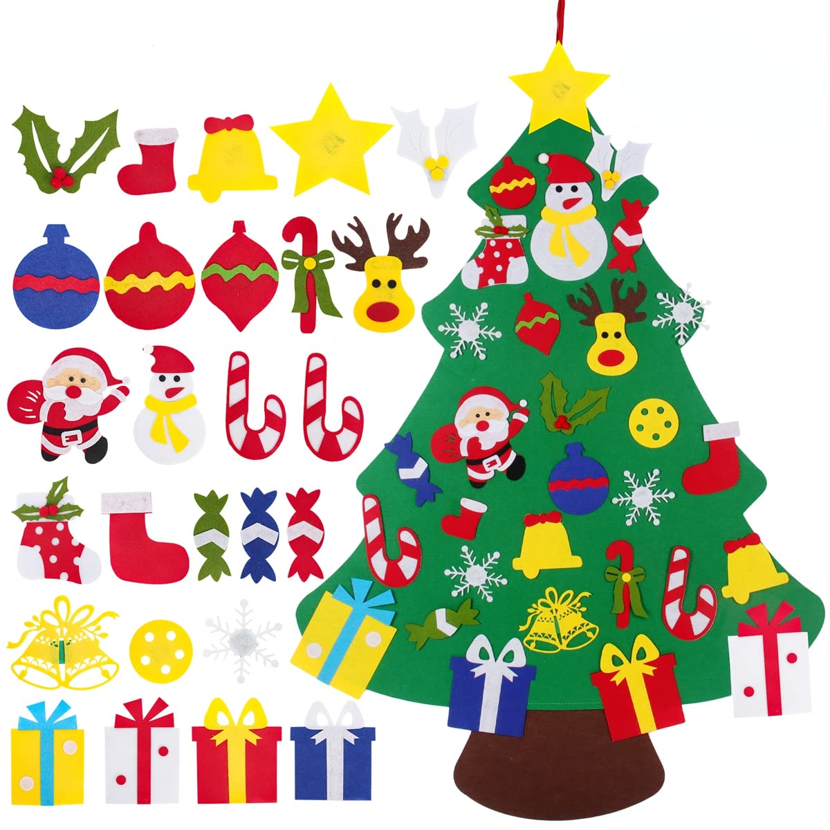 MYHJL DIY Felt Christmas Tree Merry Christmas Decoration for Home Xmas Gifts Cristmas Tree Ornaments New Year 2024(02#)