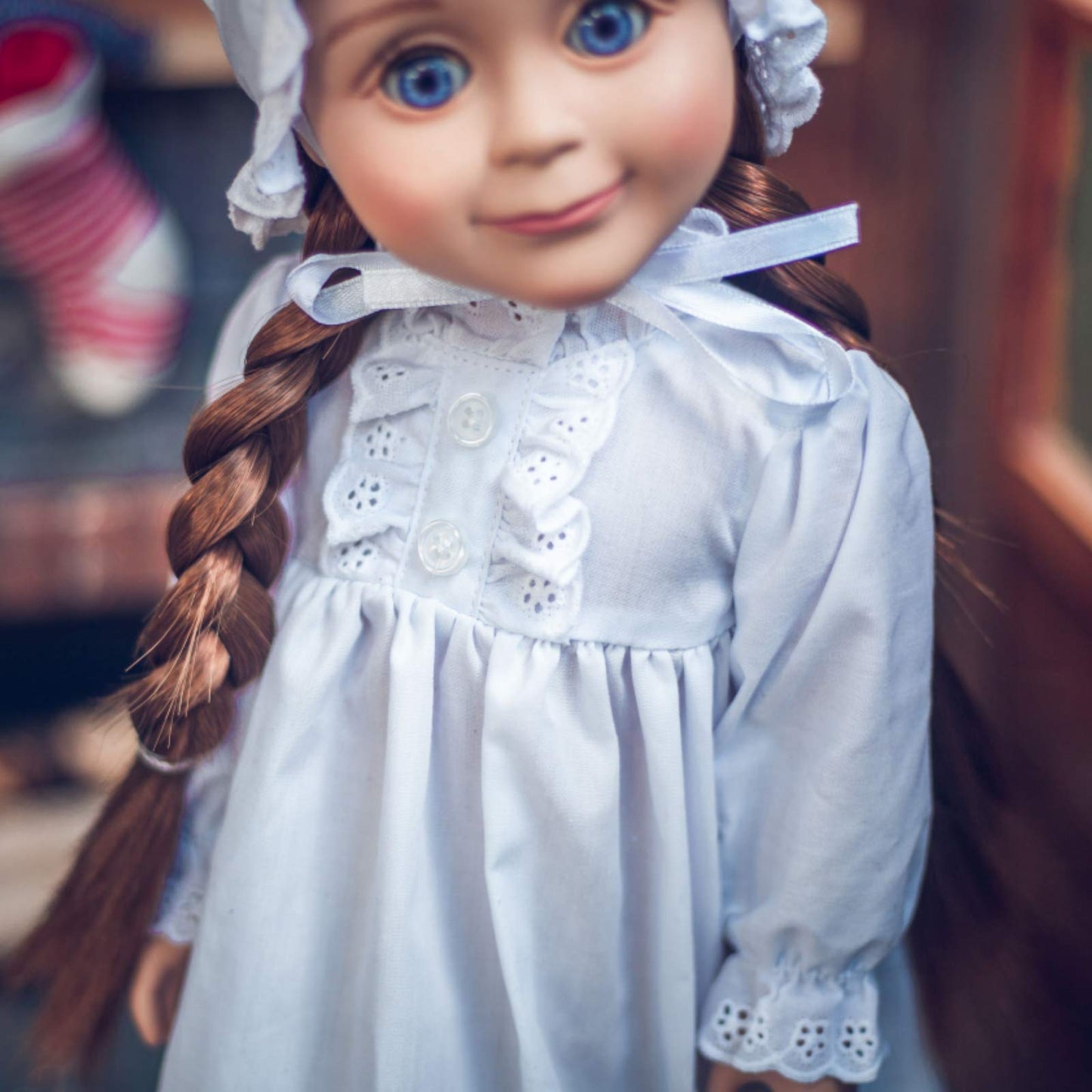 The Queen's Treasures 18 Inch Doll Clothes, Officially Licensed Little House on The Prairie Sleepwear Outfit. Full Length Nightgown and Nightcap