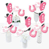Big Dot of Happiness Rodeo Cowgirl - Pink Western Party Centerpiece Sticks - Table Toppers - Set of 15