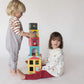 Petit Collage Peek-A-Boo Nesting and Stacking Blocks Playset, Includes 4 Stacking Boxes and 3 Wooden Characters - Easy Storage and Cute Illustrations