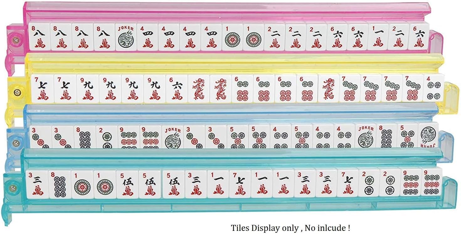 C&H Solutions American Mahjong Set,Mahjong Tiles Set,Purple Pink PU Carrying Bag,166 Premium Tiles,4 All-in-One Rack/Pushers,Western Mahjong