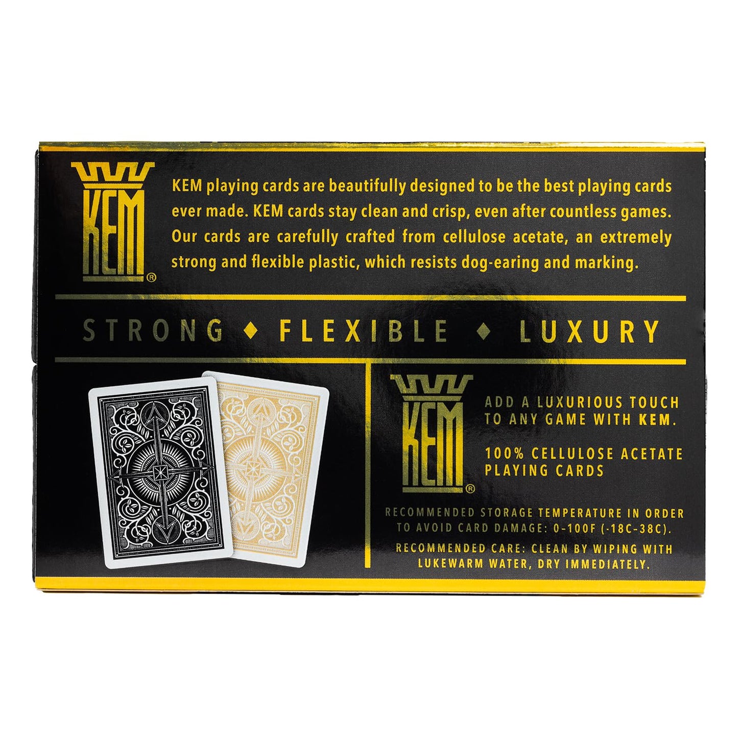 KEM Arrow Black and Gold Plastic Playing Cards, Standard Index, Poker Size, Premium Cards, 2 Decks