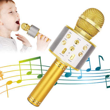 KIDWILL Wireless Bluetooth Karaoke Microphone for Kids, 5-in-1 Portable Handheld Karaoke Mic Speaker Player Recorder with Adjustable Remix FM Radio