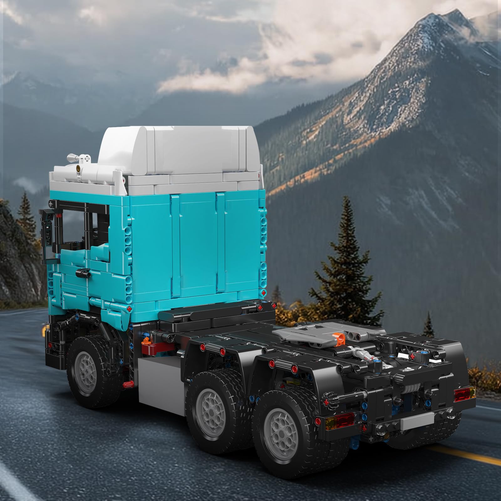 Mould King 13203 Truck Model Kits, Scania Tractor Head Building Toy Set, MOC Road Trailers Building Toys, Technology Crane Truck Toy for Adult