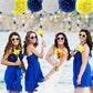 Navy-Blue White-Yellow Graduation Party Decorations - 23pcs Tissue Pom Poms Streamers,Birthday Tassel Garland Banner,Wedding Engagement Baby Bridal
