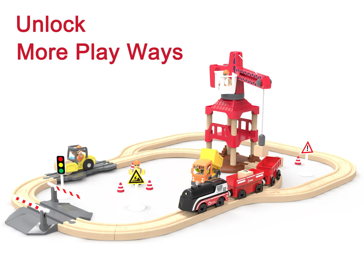 Battery Operated Train for Wooden Track, Motorized Train for Toddlers 3+ Years Old, 3Pcs Trains Toy Set Electric Trains Compatible with Thomas, Brio