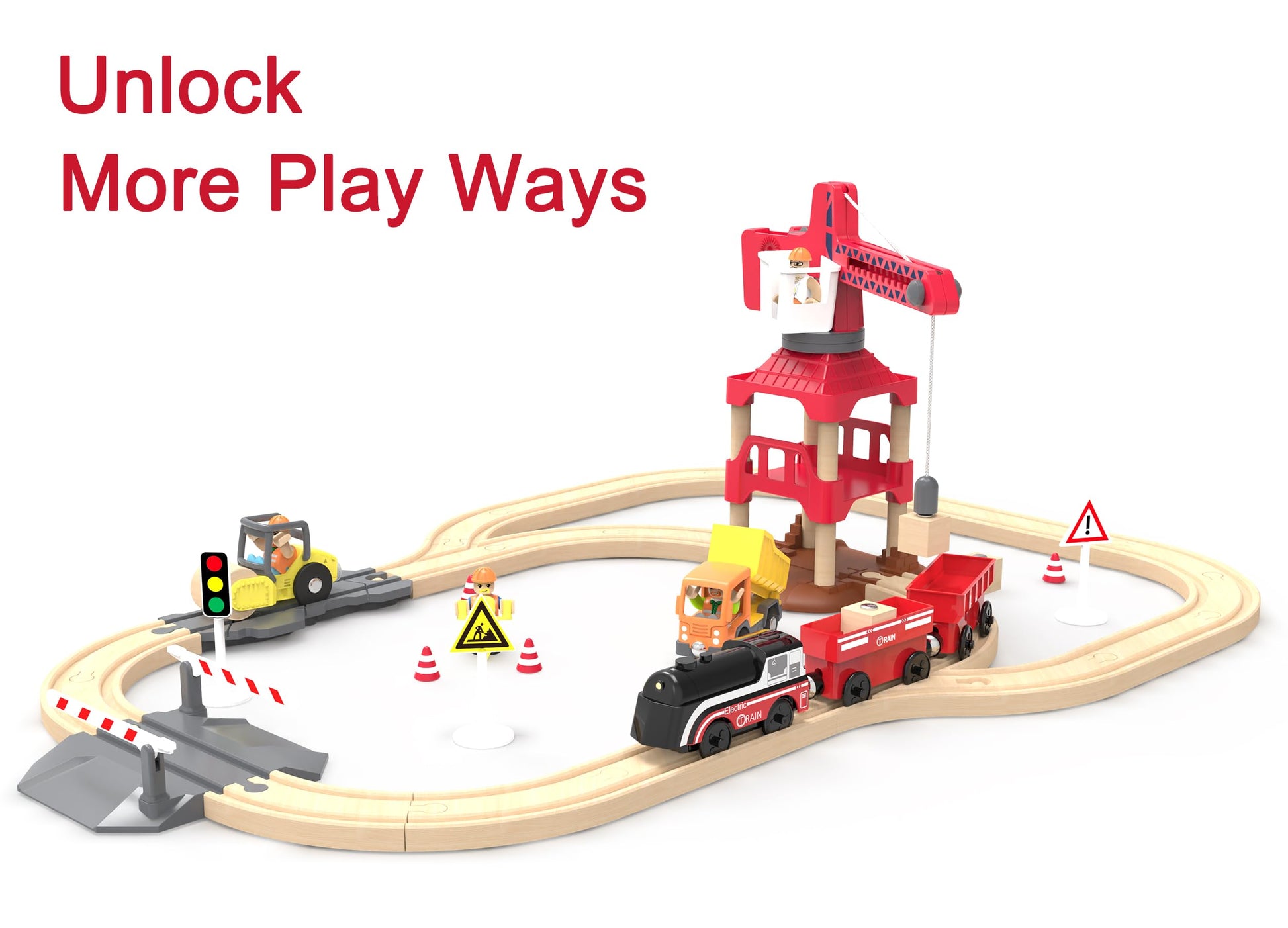 Battery Operated Train for Wooden Track, Motorized Train for Toddlers 3+ Years Old, 3Pcs Trains Toy Set Electric Trains Compatible with Thomas, Brio