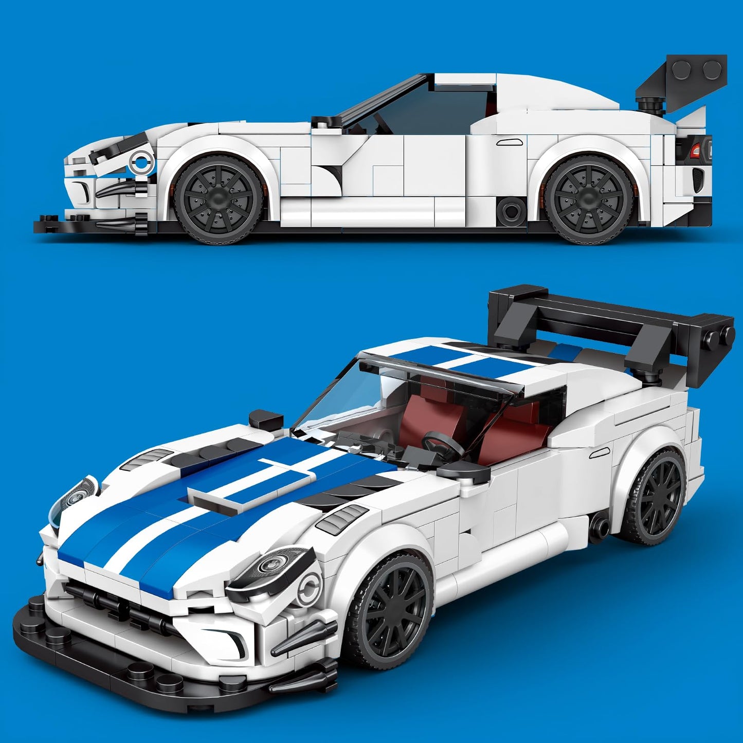 HIGH GODO Sports Car Building Set, Racing Car Decor Model Kit, Cool Collectible Cars Toys Gifts for Adults Teens Age 14+ (394 Pieces)