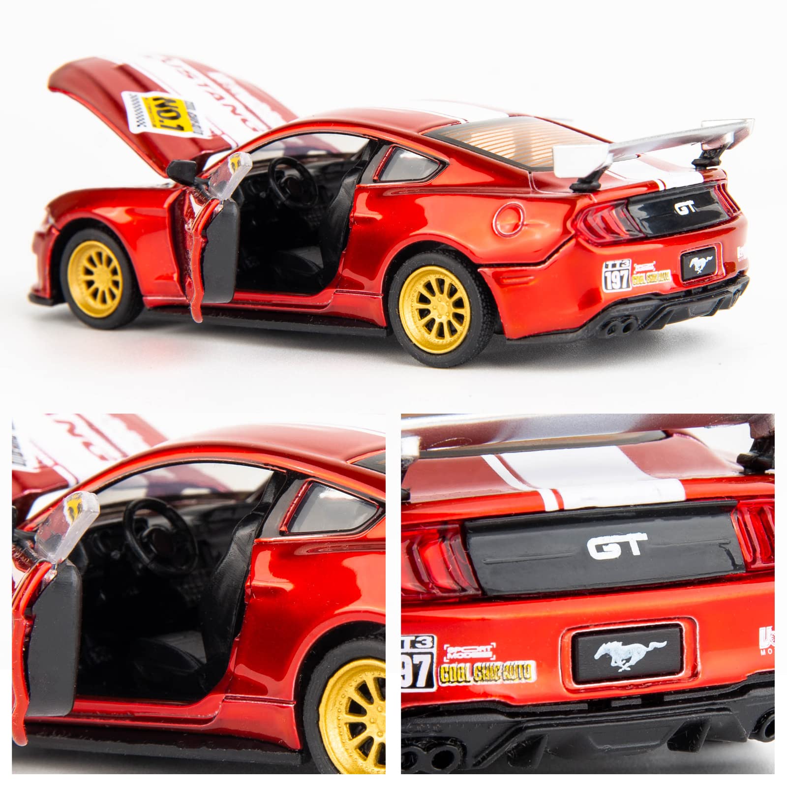 TGRCM-CZ 1/42 Ford Mustang Model, DIY Car Kit, Educational Building Toy, Children's Gift, Red