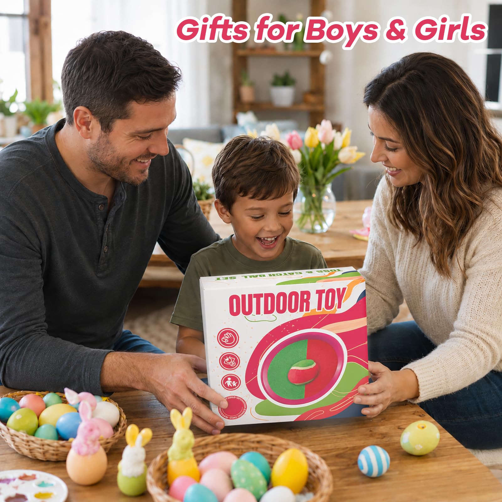 Toss and Catch Ball Set Boys Toys Outdoor Toys Yard Games Outside Games Beach Toys for Kids Ball and Catch Game with 4 Paddles and 4 Balls