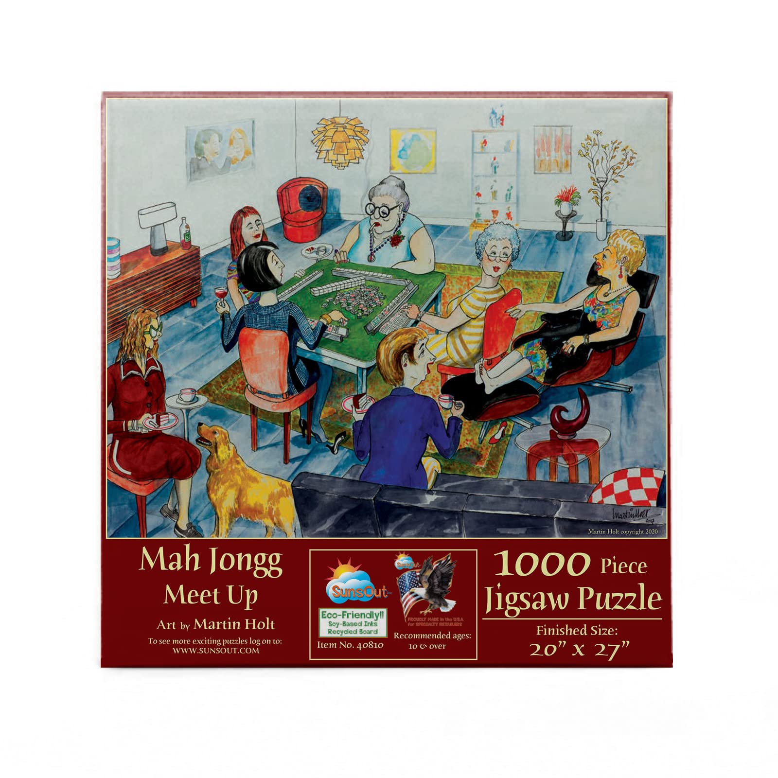 SunsOut Mah Jongg Meet Up Jigsaw Puzzle for Adults, 1000 piece Jigsaw Puzzle by Artist: Martin Holt - Finished Size 20" x 27" - MPN# 40810