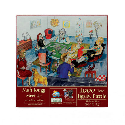 SunsOut Mah Jongg Meet Up Jigsaw Puzzle for Adults, 1000 piece Jigsaw Puzzle by Artist: Martin Holt - Finished Size 20" x 27" - MPN# 40810