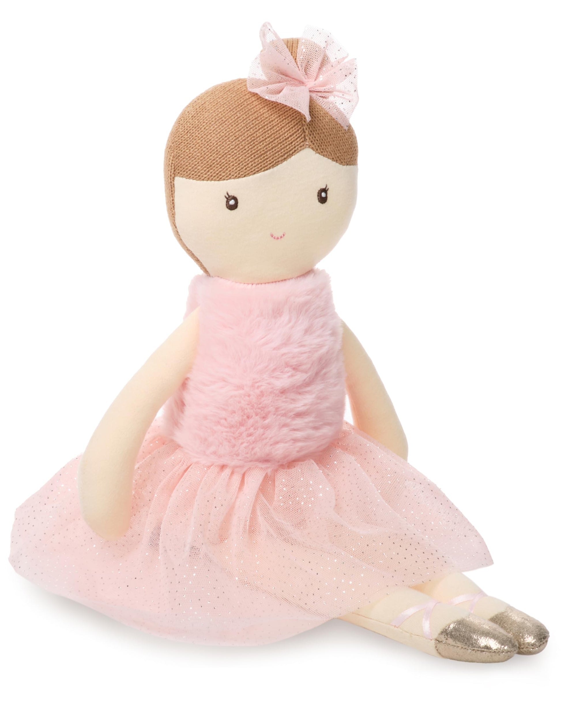Bearington Collection Lil' Brunette Ballerina 16.5 in - Stuffed Ballerina Doll - Plush Toys for Girls