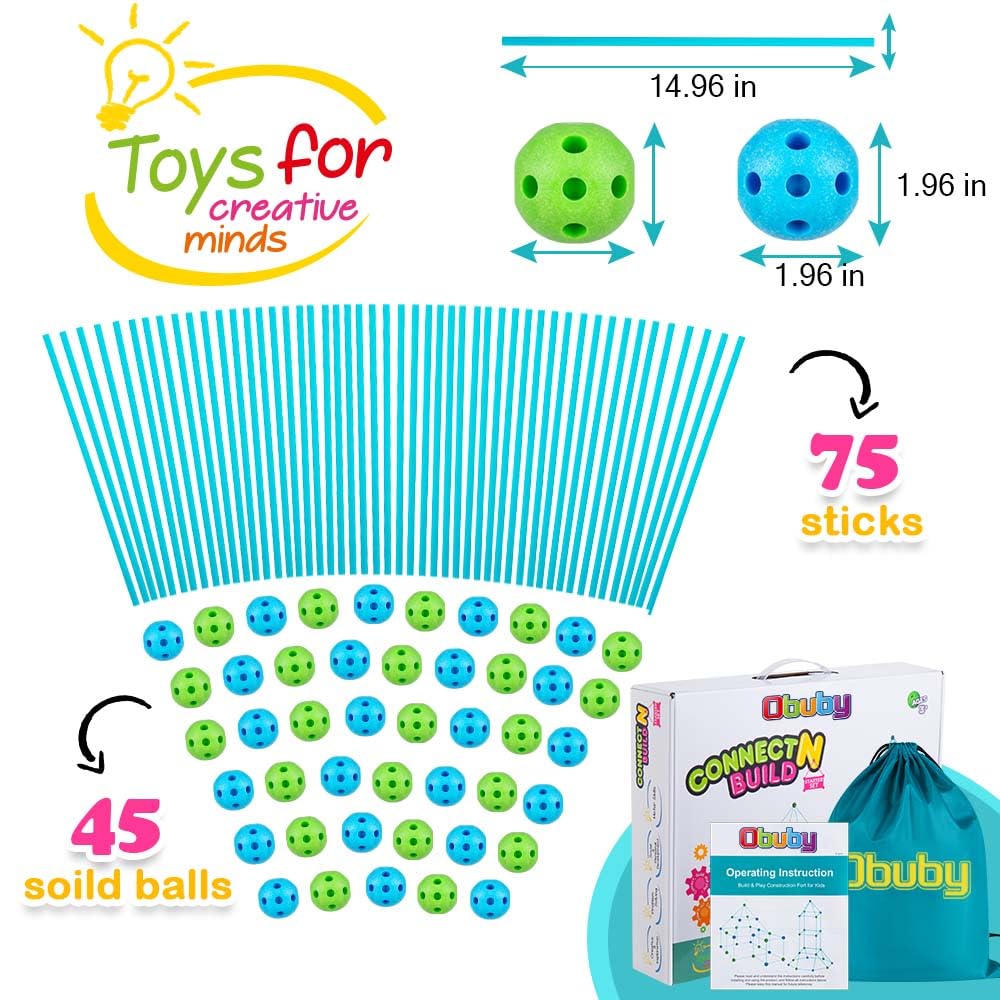 Kids Fort Building Kit 120 Pieces Construction STEM Toys for 3 4 5 6 7 8 9 10 11 12 Years Old Boys and Girls Ultimate Forts Builder Gift Build DIY
