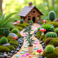 Green Cute Dollhouse Flower Bonsai 1:12 Mini Dollhouse Miniature Green Plant in Pot Micro Landscape DIY Craft Garden Ornament Lightweight Decorative