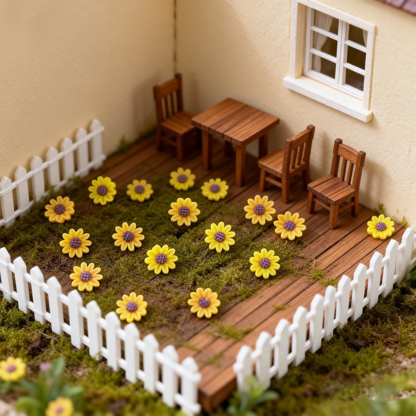 200 Pieces Tiny Sunflower for Crafts Dollhouse Miniatures Resin Mini Things Decor for Fairy Garden Micro Landscaping Decoration (Wreath)