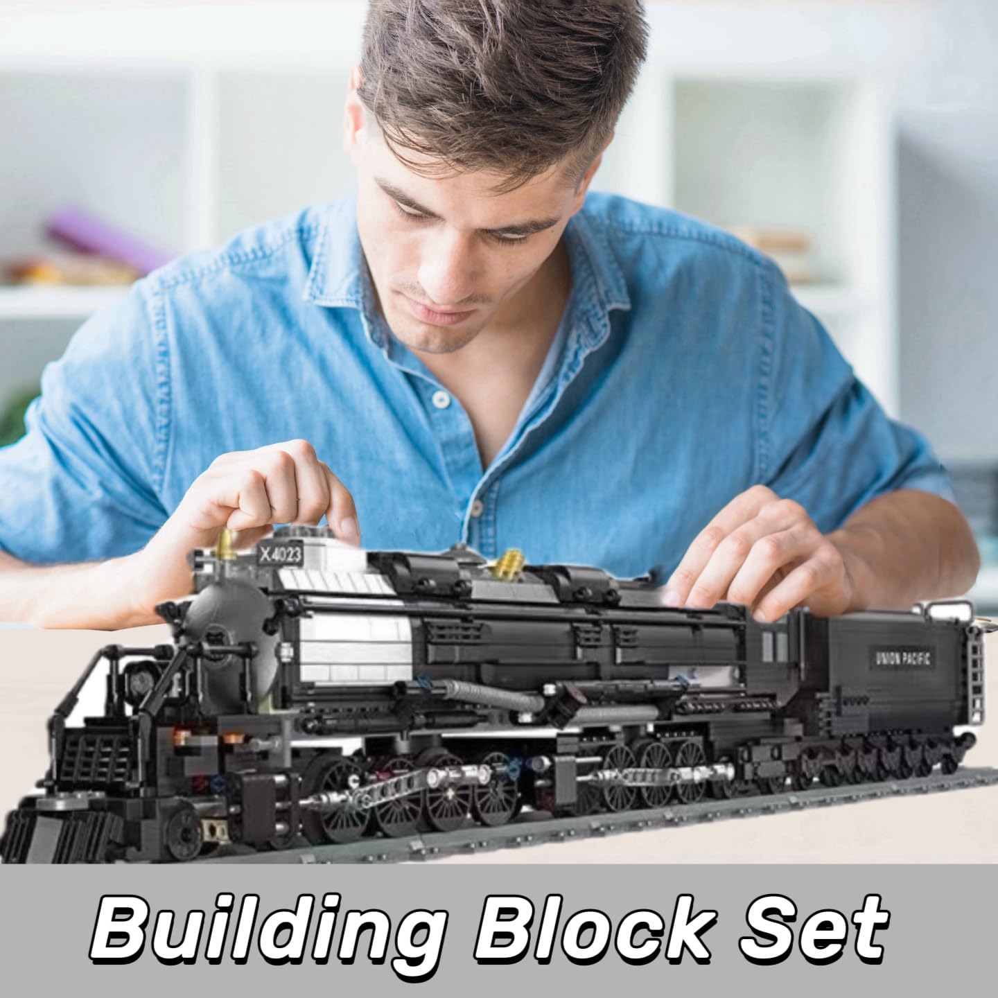 Affxinglib BIGBOY Steam Train Building Blocks Set Locomotive with Train Tracks Model Trains Building Toys for Adults and Teens(1608pcs)