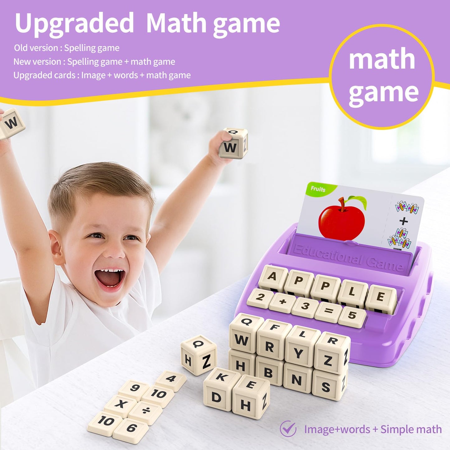 Matching Letter Games for Kids Ages 4-8,Learning & Education Toys for Preschool Boys Girls Spelling/Reading/Math Learning/Word Recognition,Birthday