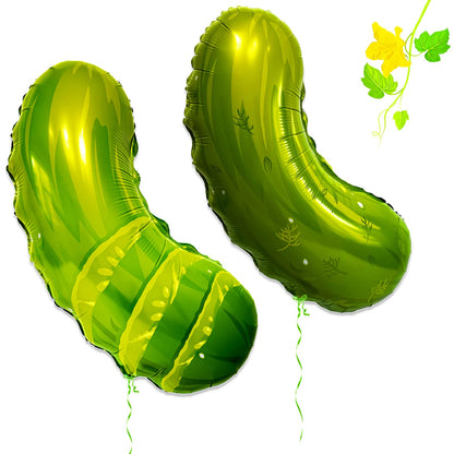 2Pcs Helium Pickle Foil Balloons Novelty Design Kind of a Big Dill Pickles Picklesburgh Sour Fruit Cucumber Funny Advertisement Positive Pickle Lover
