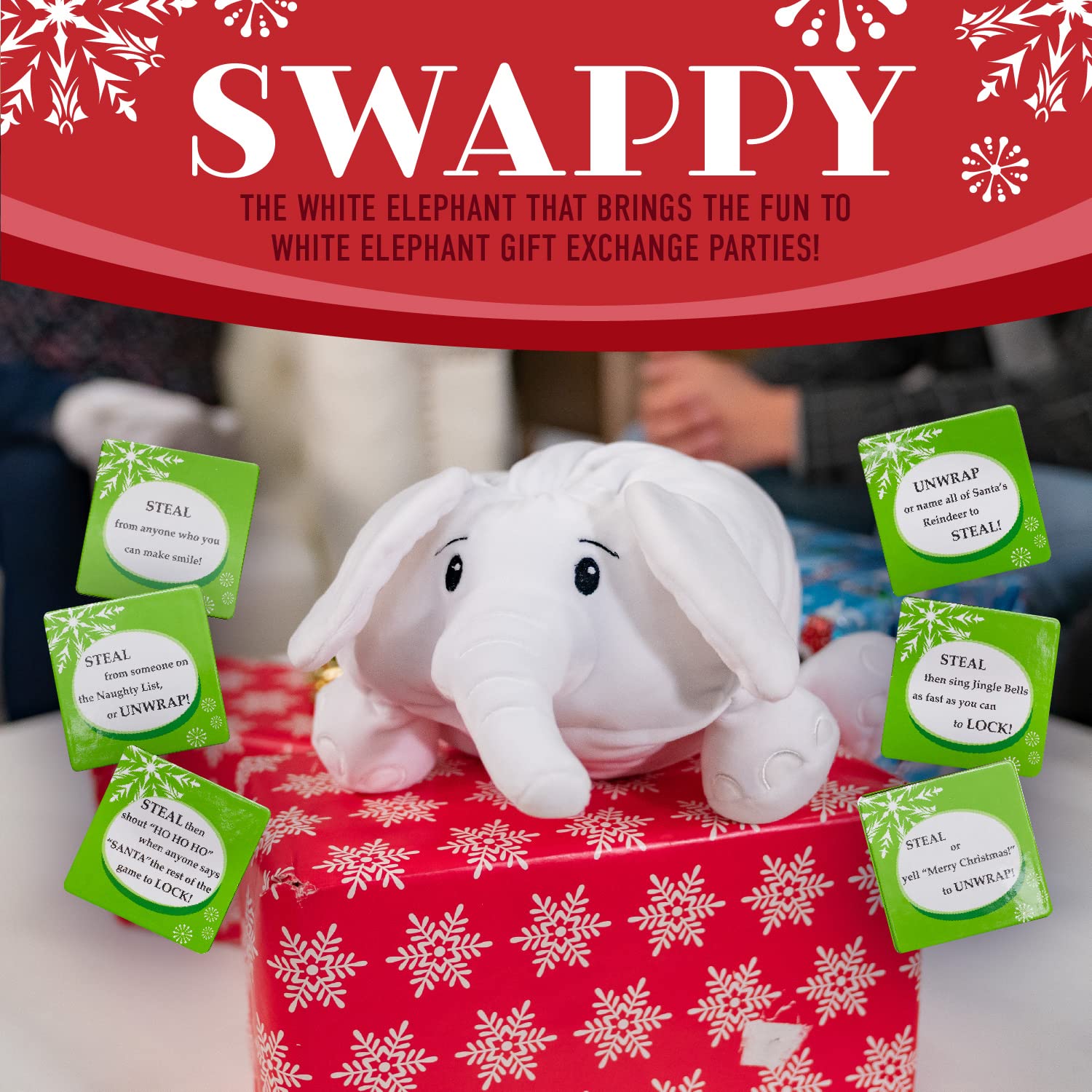 Squirrel Products White Elephant Party Kit - Swappy The White Elephant Party Game - The Most Fun You Can Have Exchanging Useless Gifts