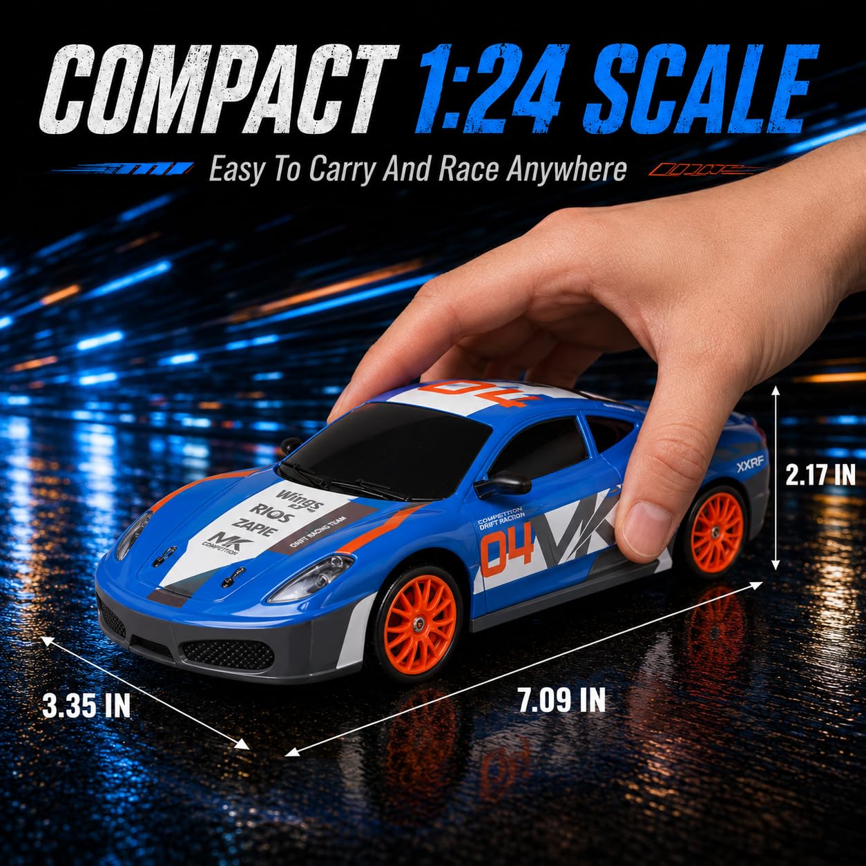 Liberty Imports RC Drift Car 1/24 2.4GHz 4WD Remote Control Sport Racing On-Road Vehicle with LED Light, Batteries and Drift Tires (Style 7)