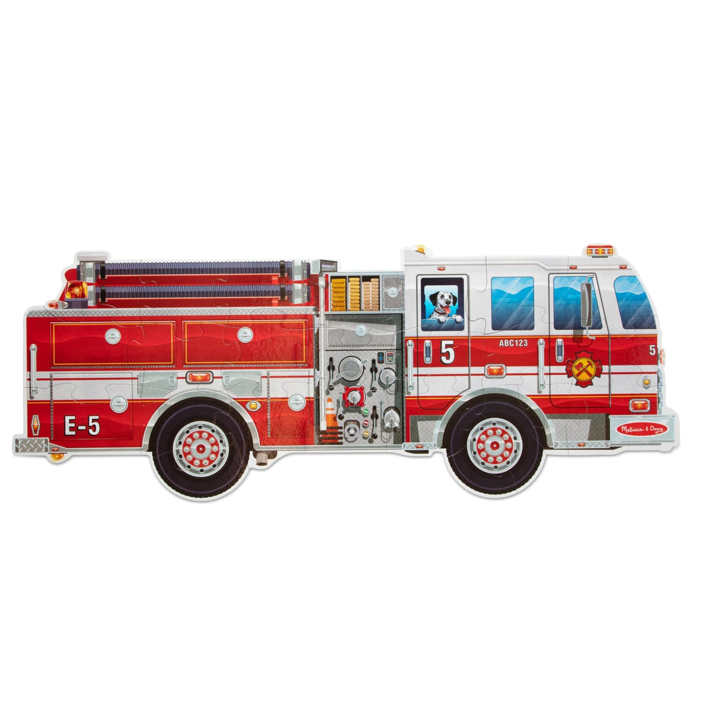 Melissa & Doug Giant Fire Truck Shaped Jumbo Floor Puzzle 24-Piece Toy