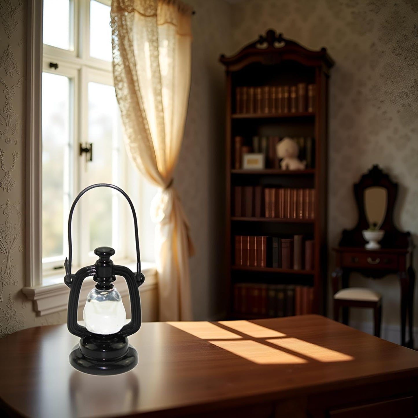 2Pcs Black Dollhouse Decoration Accessories, 1:12 Dollhouse Miniature Scene Model Hurricane Lantern Play Toy, Décor, Dollhouse Accessories (23 x 43