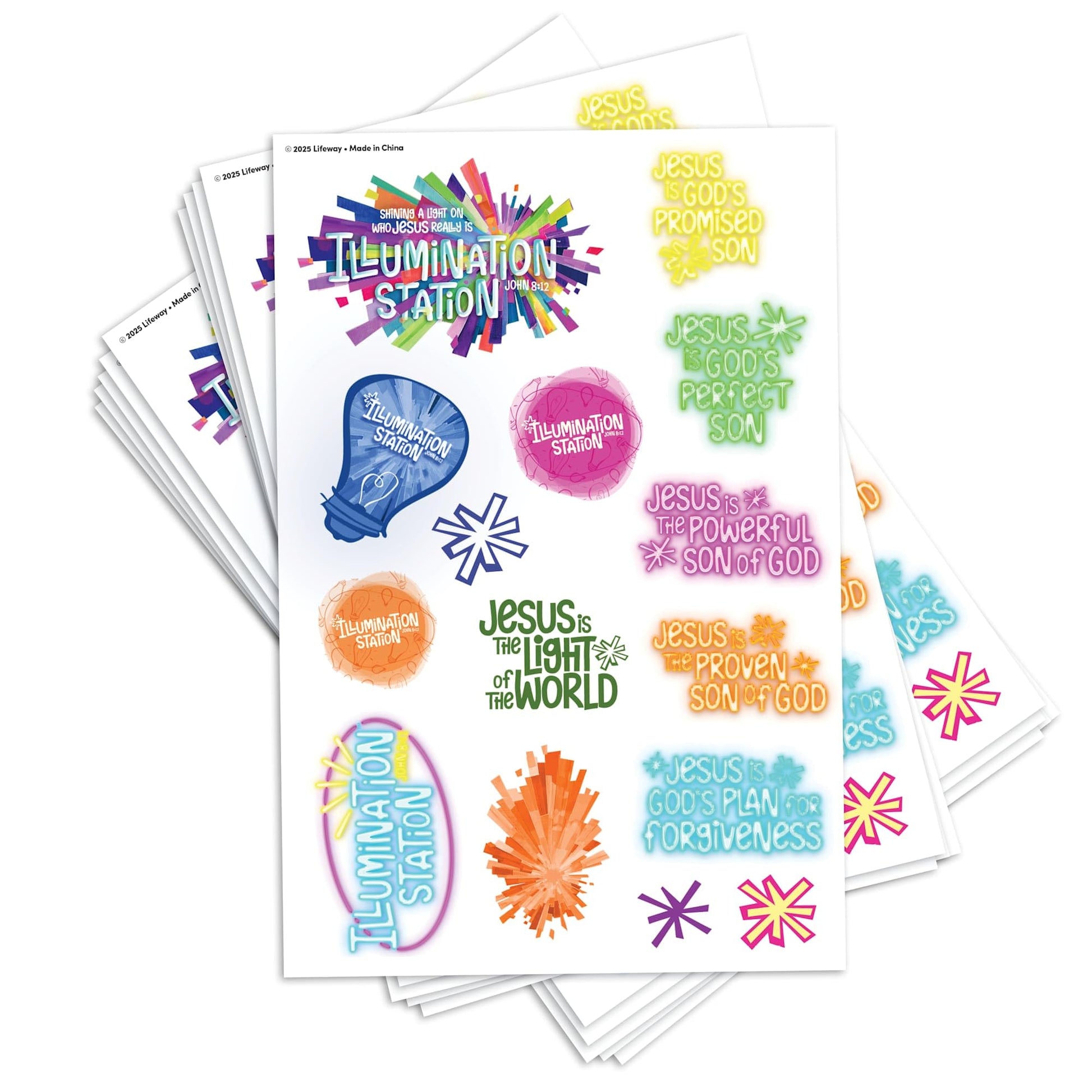 Lifeway Kids VBS 2026 Illumination Station Theme Stickers (Package of 10 Sheets)