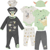 STAR WARS The Mandalorian The Child Newborn Baby Boys Bodysuits Sleep N' Play Pants Hat and Bibs 8 Piece Outfit Set 3-6 Months