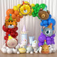 Paltianty 6Pcs Jungle Animal Foil Balloon Set, Lion Tiger Giraffe Monkey Koala Bear Balloons with Straw and Ribbon for Safari Birthday Party Decor