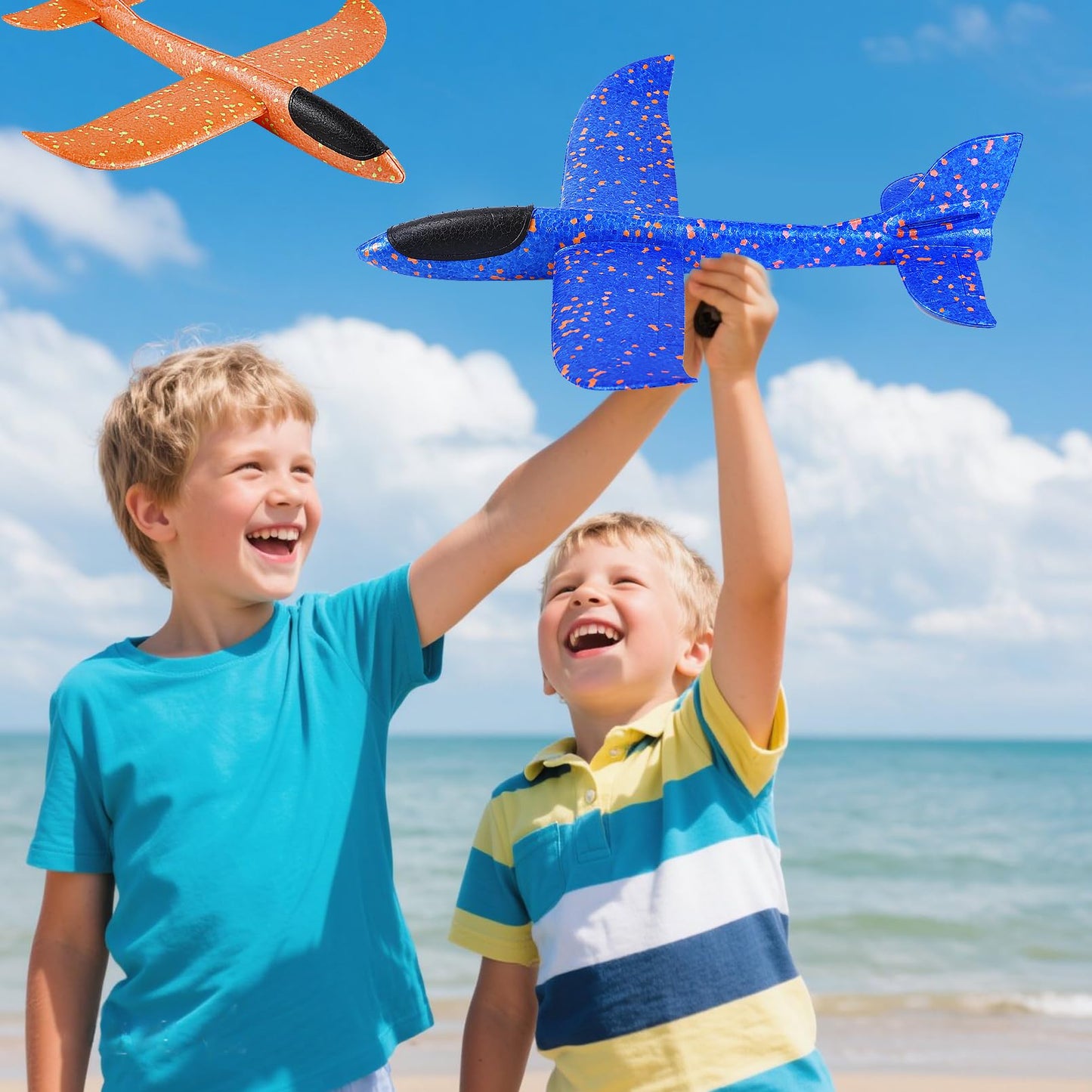 IJRPLM 4 Pack Foam Airplanes, 17.5 Inch Airplane Toys, 2 Flight Modes Glider Plane Flying Toy, Large Throwing Foam Plane for Kids 3-7 Year Olds