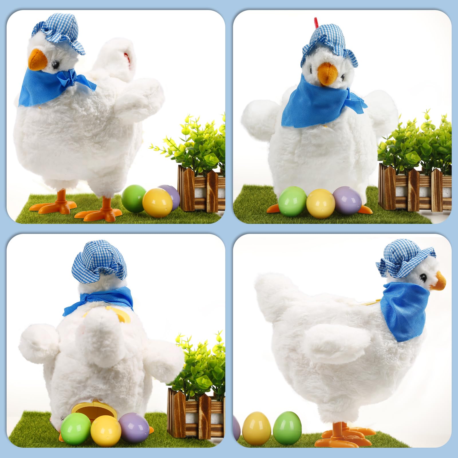 SOMOYA Chicken Laying Egg Electric Plush Toys White