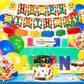 Building Blocks Themed Birthday Party Decorations Pack - Includes Glitter Cake Topper Banners and Balloons - Summer Colorful Themed Bday Party Pack