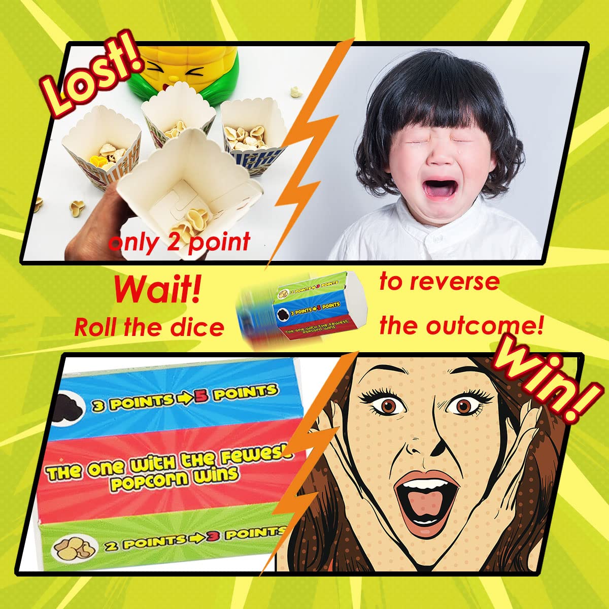 LAFALA Kids Board Games for Family Night Party Games Who get’s Most Popcorn Board Game for Adults and Kids 8-12, 2-4 Players,Easter's Day Halloween