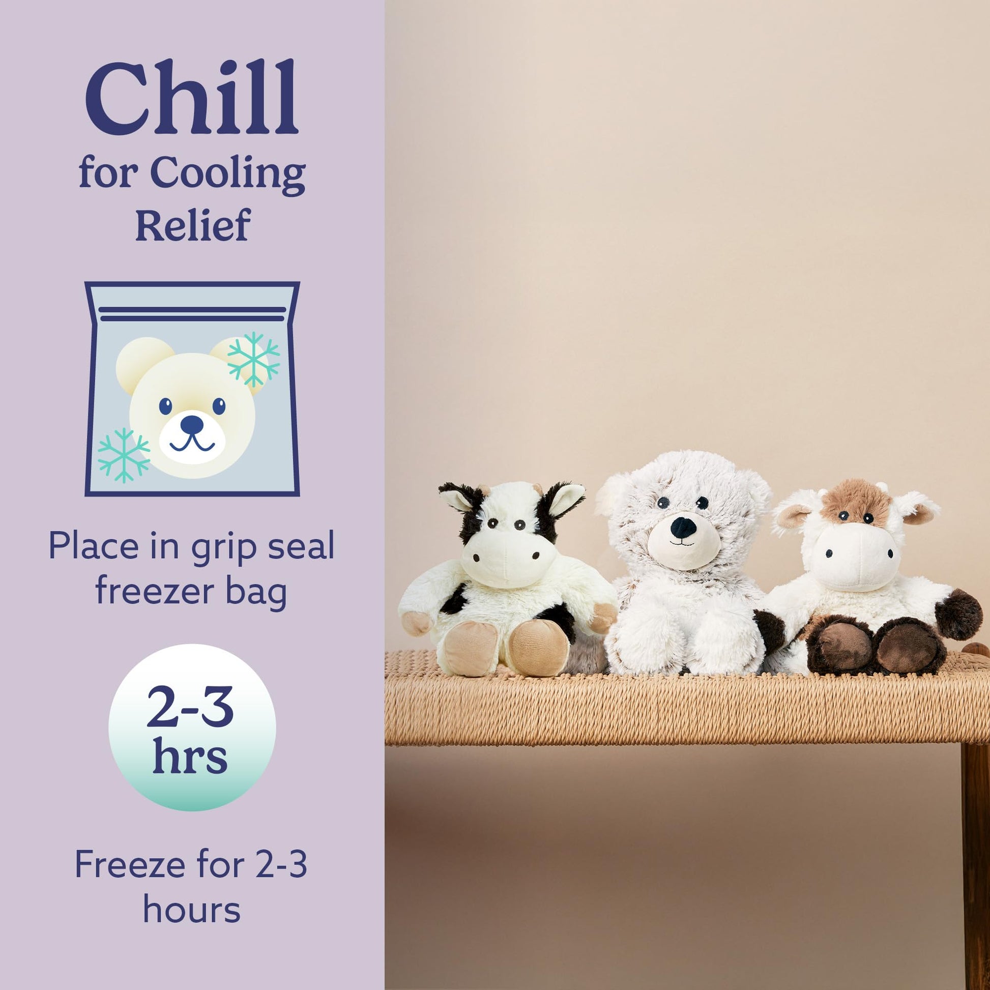 warmies Microwavable & Weighted Stuffed Animals, Black & White Cow - Heated Stuffed Animal Plushie for Warmth & Comfort - Cute Soft Plush Toys