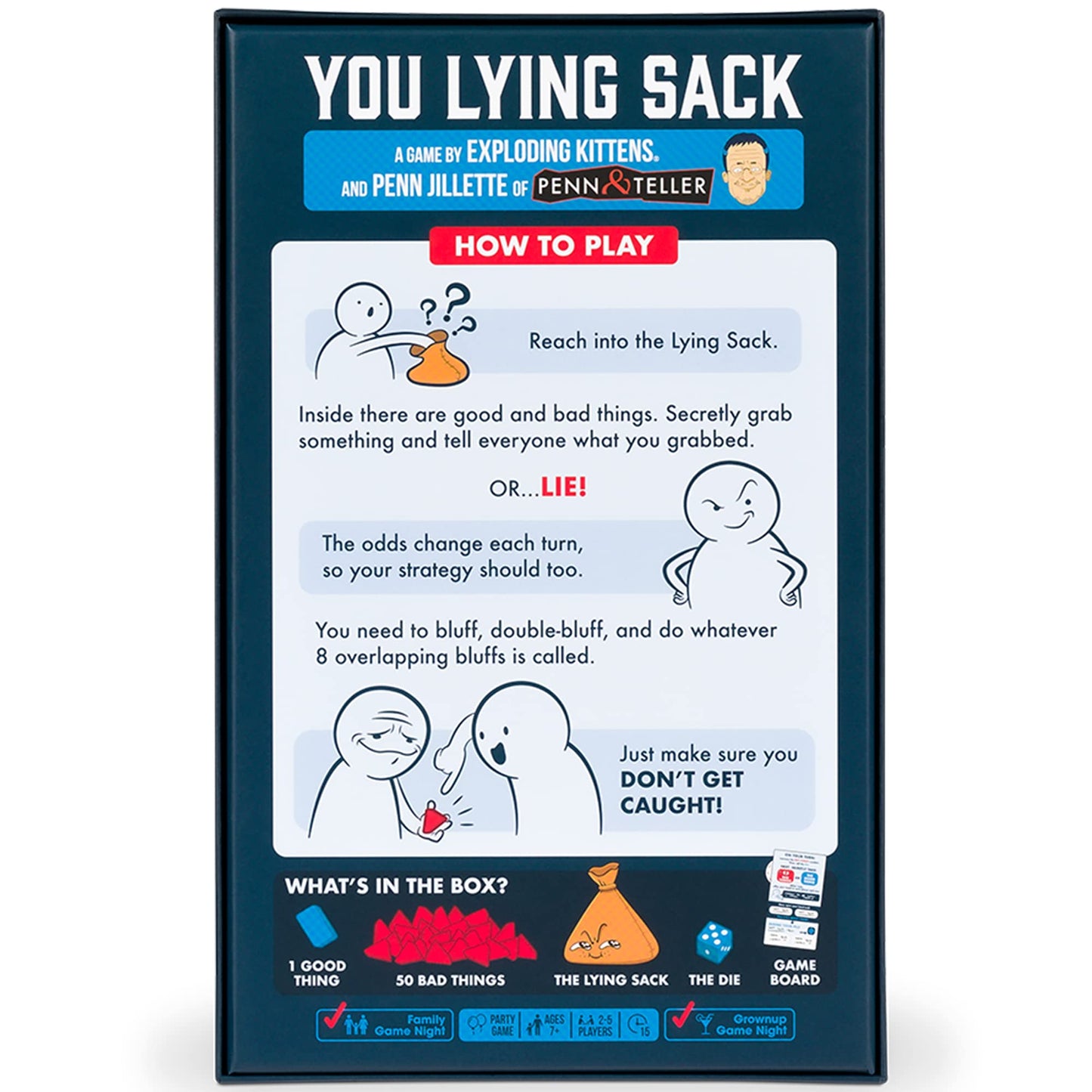 Exploding Kittens You Lying Sack 2-5 Players - Ages 7+ - 15 Minutes to Play - Bluffing Board Game - Party Game, Family Game Night, Kid and Adult Board