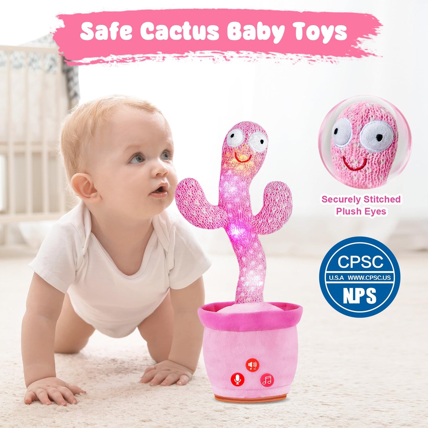 SANJOIN Dancing Talking Cactus Toy for Baby Toddlers, Baby Girl Toys with Adjustable Volume, Mimicking, Recording & Singing. Baby Toys for Girls