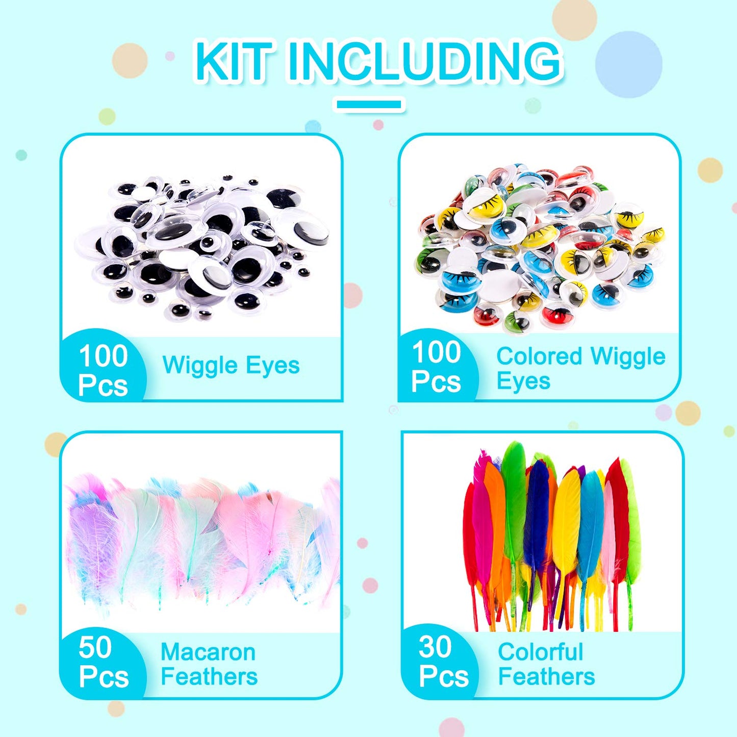 Whaline 1050 PCS Art Craft Kit Supplies 17 Styles Pipe Cleaners Pompoms Wiggle Googly Eyes Foam Flowers Letters Construction Papers Safety Scissors