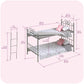 Badger Basket Metal Doll Bunk Bed - Scrollwork Frame with Ladder, Reversible Bedding and Pillows - Fits 18 Inch Girl Doll Furniture - Silver and Pink