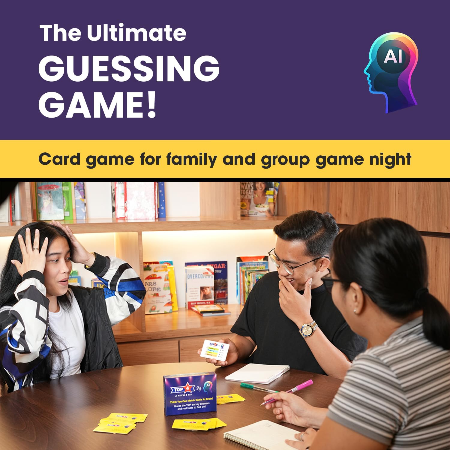 TOP 4 Answers By AI -The Ultimate Guessing Game! Fast-paced party fun for Family and Group Game Night. Easy to learn, rounds of hilarious competition