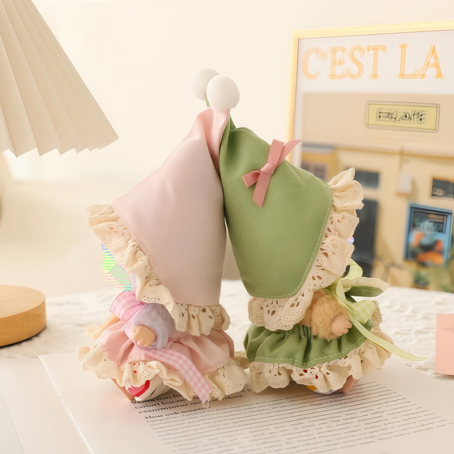 Clothes for Dolls Accessories, Elf Outfit Set 4 Pieces for 15cm 17cm Doll, Cute Hat Shoes Clothing Set Replacement Green (No Doll)
