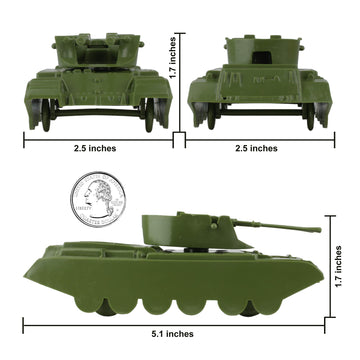 BMC Classic Payton Anti-Aircraft Tanks - 4pc OD Green Plastic Army Men Vehicles