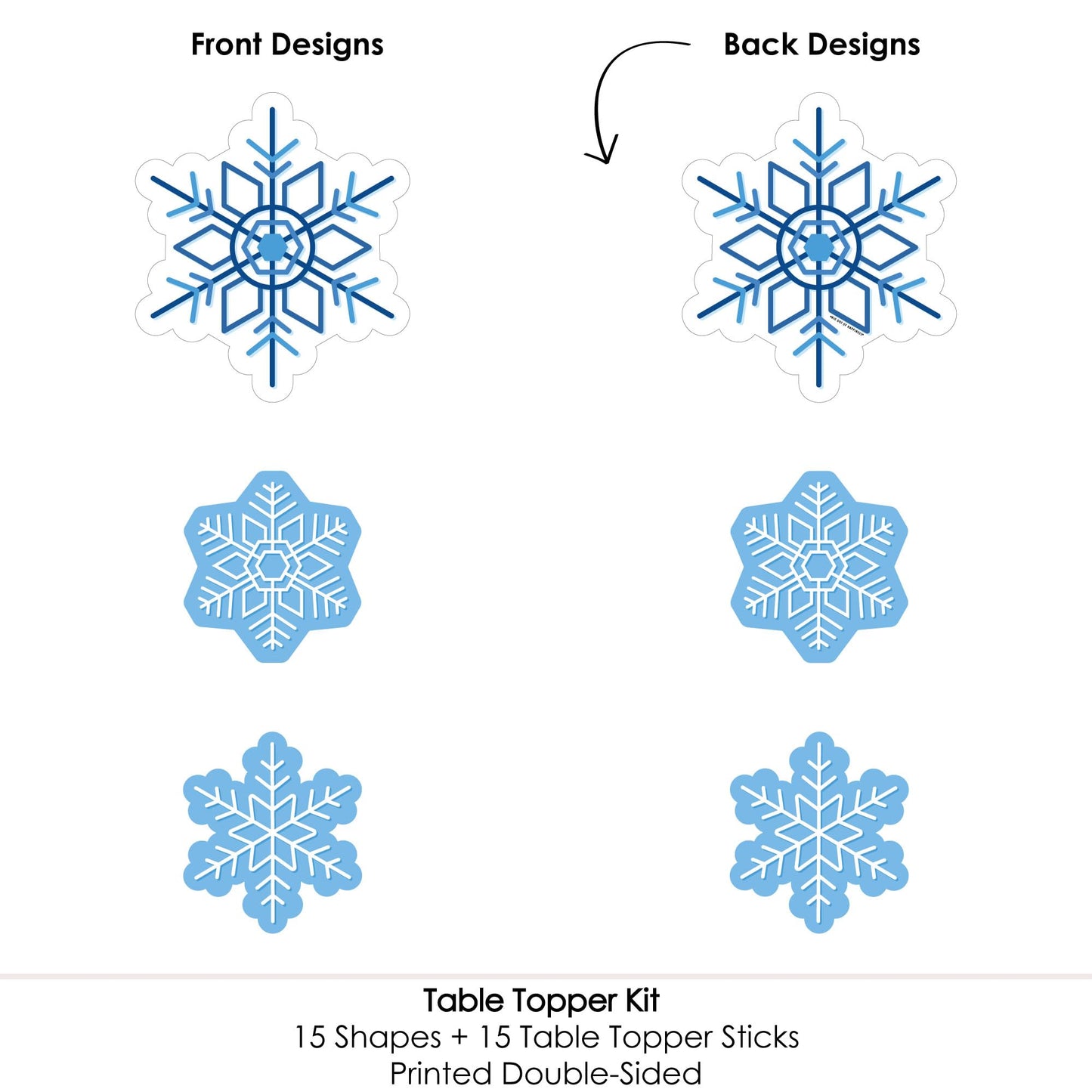 Big Dot of Happiness Blue Snowflakes - Winter Holiday Party Centerpiece Sticks - Table Toppers - Set of 15