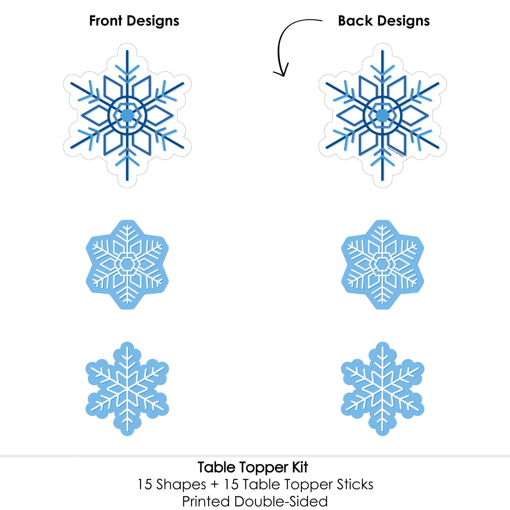 Big Dot of Happiness Blue Snowflakes - Winter Holiday Party Centerpiece Sticks - Table Toppers - Set of 15