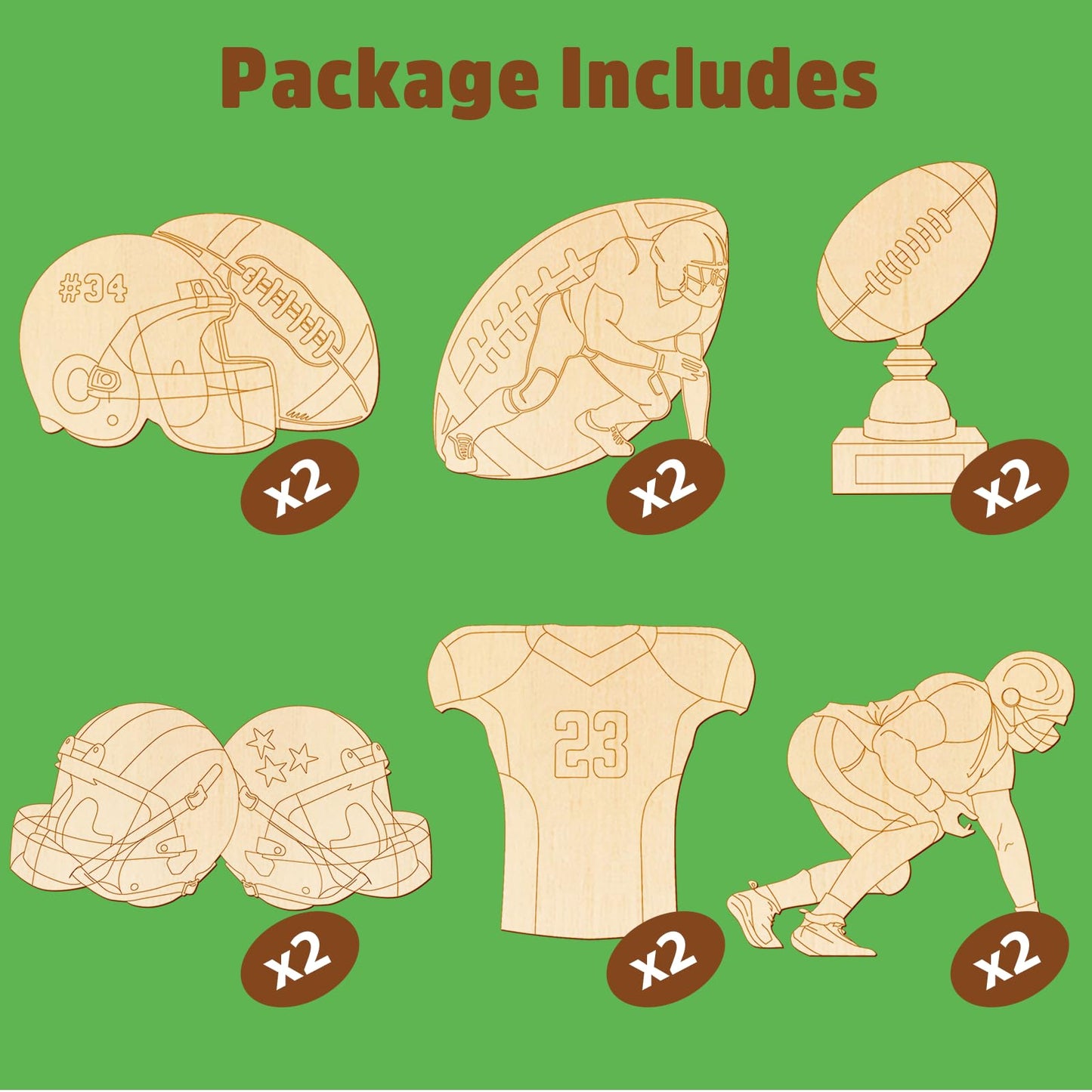 Pzhgoct Football Party Favors - 12 PCS Football Birthday Party Favors Wooden Painting Crafts Kits with Cards - Sport Themed Goodie Bags Stuffers Gifts