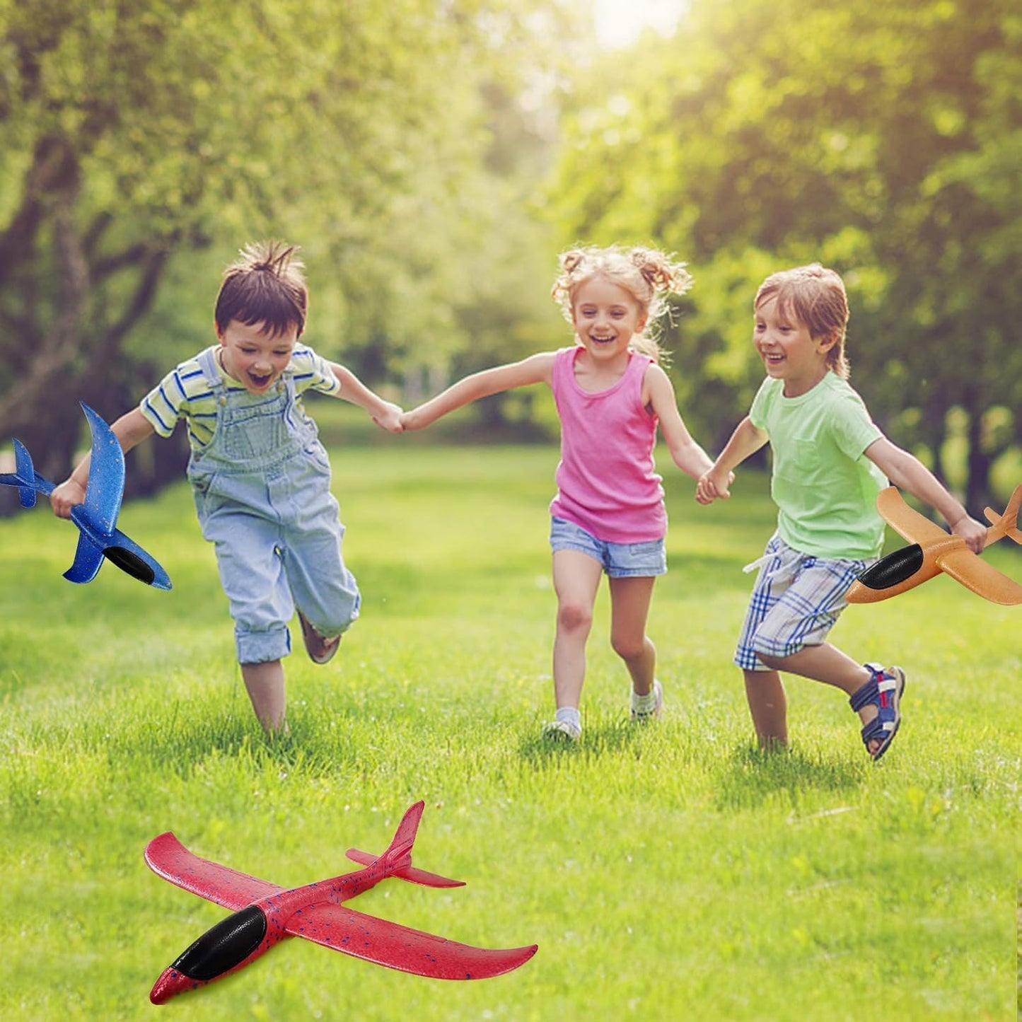 Vyndicca 2 Pack Airplane Toys,17.5" Large Throwing Foam Plane,Foam Airplanes For Kids,2 Flight Mode Glider Plane,Outdoor Sport Toys Birthday Party
