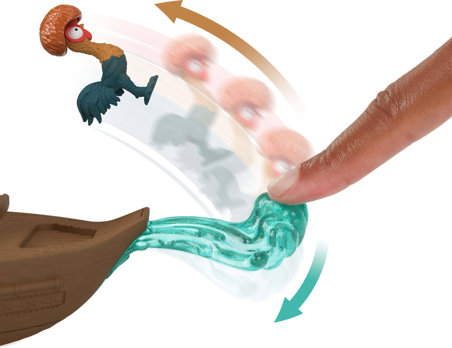 Mattel Disney Toys, Moana Small Doll & Floating Boat Playset with Heihei Rooster Figure, Wave Launcher & 2 Accessories, Inspired by Movie
